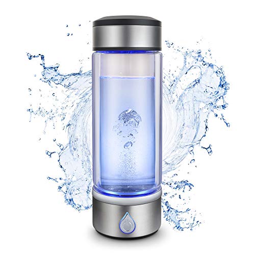SAIKUN Hydrogen Rich Water Cup ，PEM Technology Ionizer ， Portable USB Rechargeable Ionized Water Generator Anti Aging Antioxidant Glass Bottle- 350ml