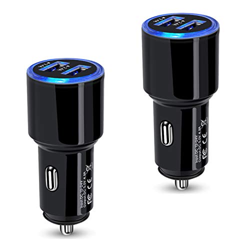 USB Car Charger, 2Pack 4.8A Fast Charging Dual Port USB Cigarette Lighter Adapter for iPhone 15 14 13 12 11 Pro Max SE XR X 8 7 6, iPad, Samsung Galaxy S23 S22 S21 S20 S10 S9 S8 S7 A51,Android,Kindle