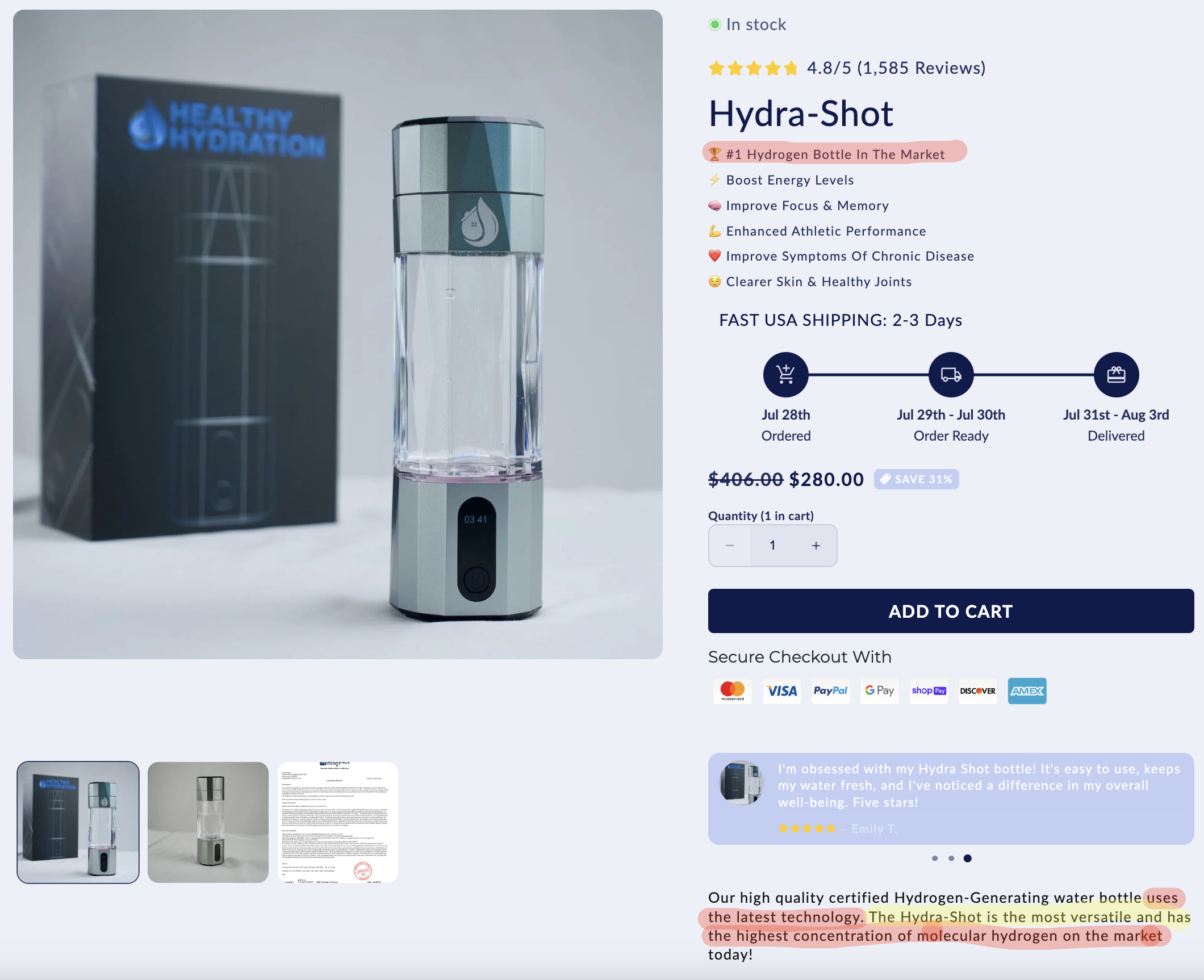 healthy hydration hydrashot review