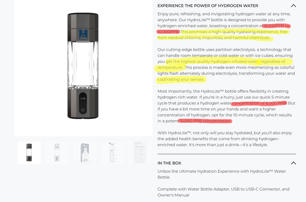 HYDROLITE PRO HYDROGEN WATER BOTTLE REVIEW Hydrogen Water Research Labs