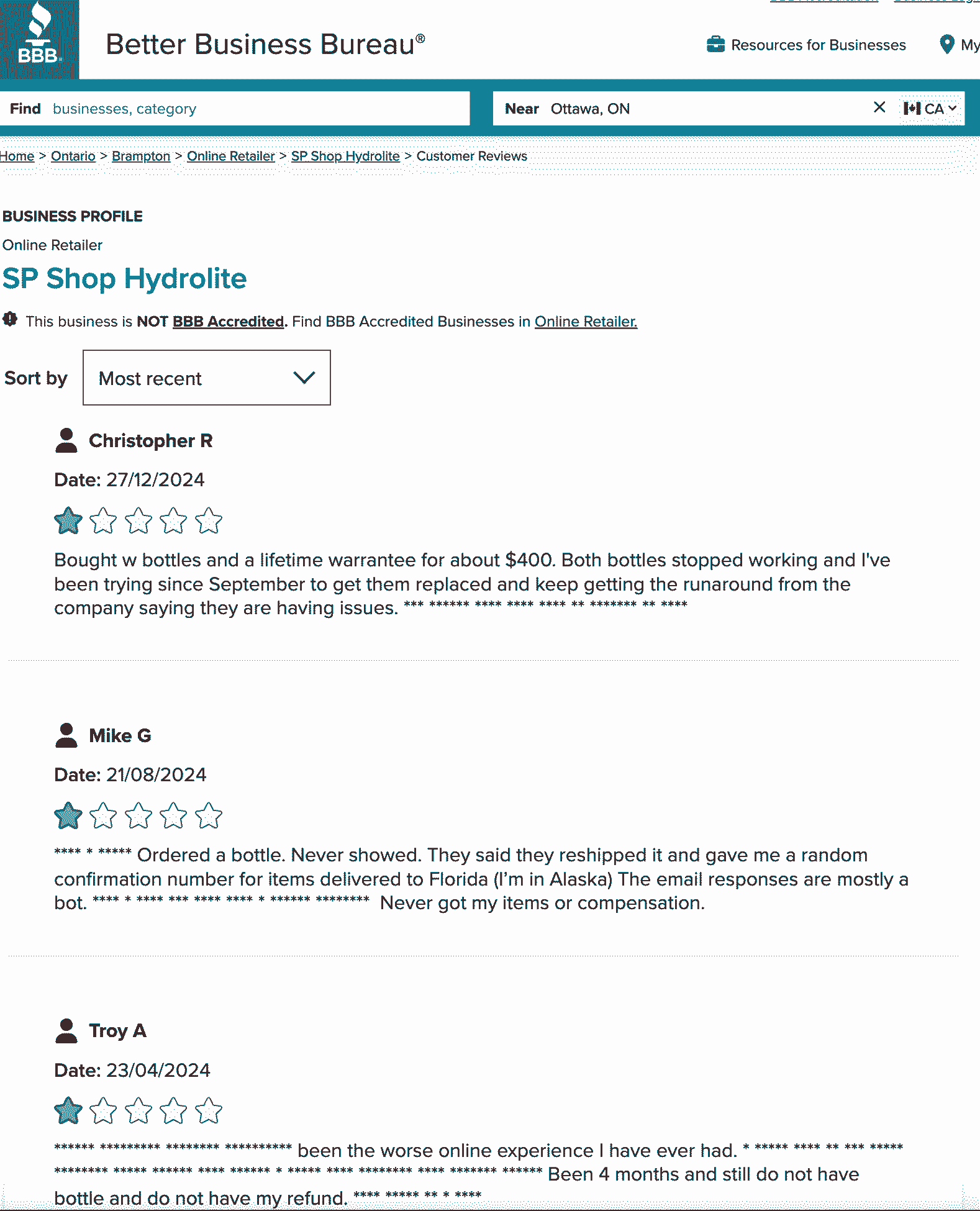 shop hydrolite bbb reviews