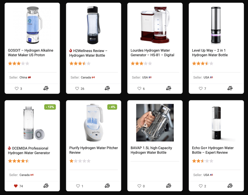 hydrogen water bottles comparison table